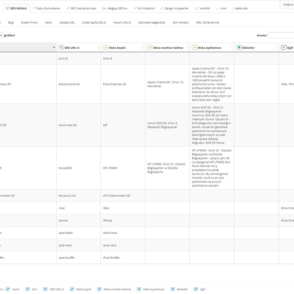 Opencart Gelişmiş SEO Modülü (Complate SEO)